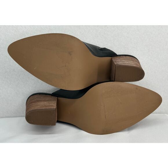 Abound Maya Black Block Heel Pointed Toe Mule Slip On Faux Leather 9M - Picture 6 of 7